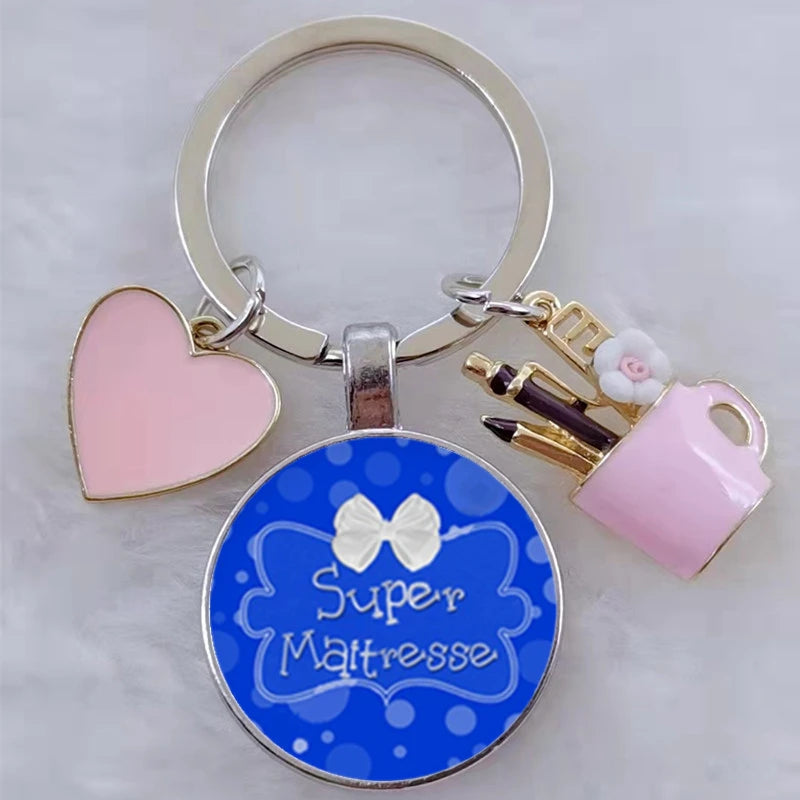 Porte-Clés Merci Maîtresse - Cadeau Fin d'Année Scolaire Personnalisable