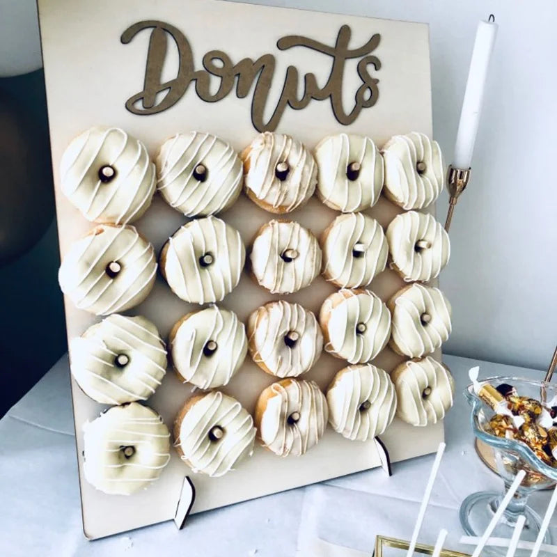 Mur à Donuts en Bois DIY - Présentoir Rustique Mariage Baby Shower Anniversaire - Décoration Table