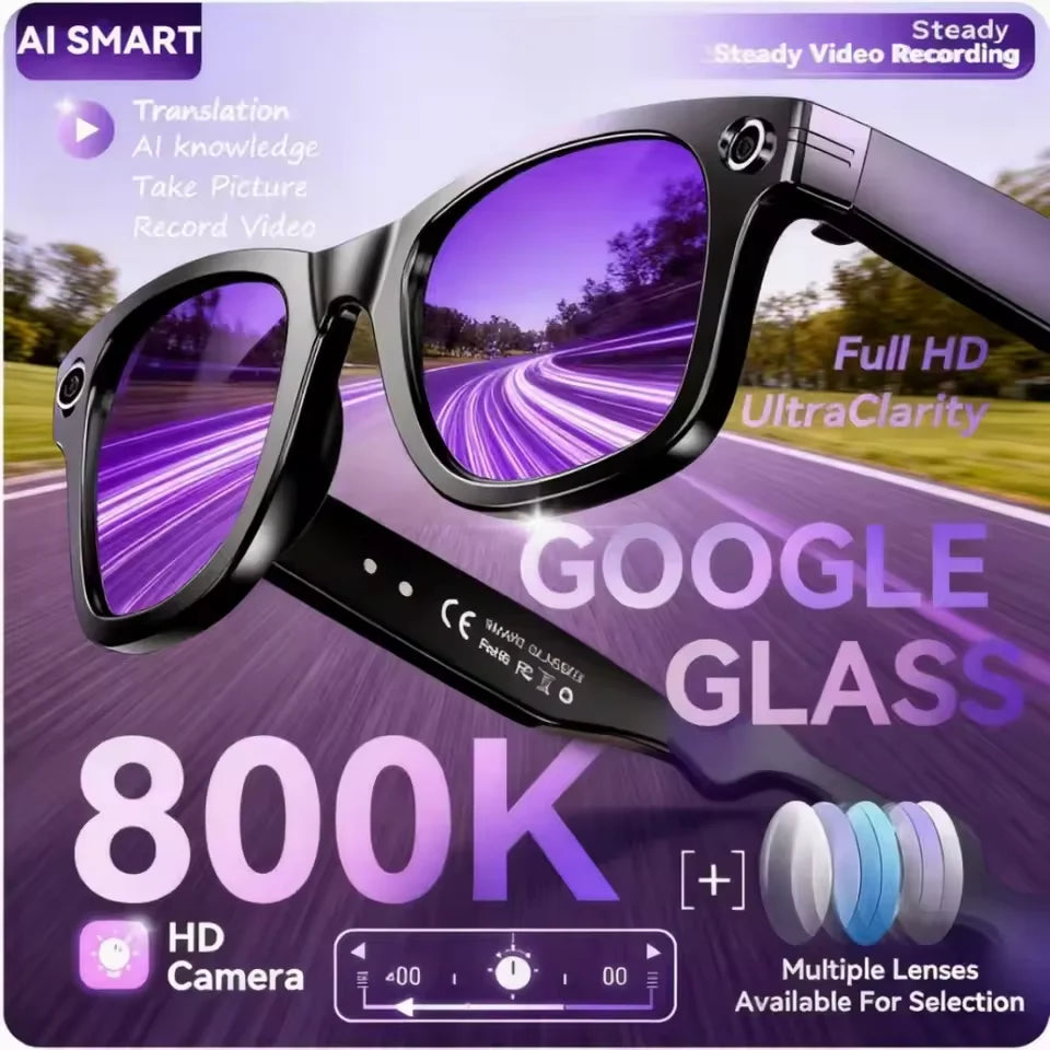 Lunettes Intelligentes AI Caméra 800W - Verres Photochromiques Traduction Smart Enregistrement Vidéo Étanches