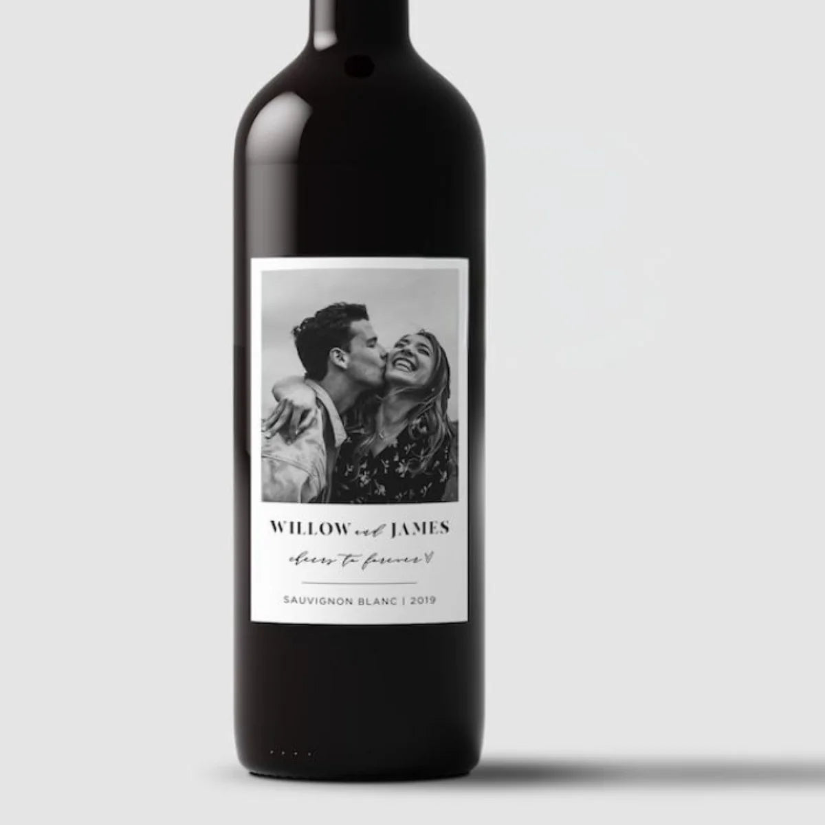 Étiquettes Vin Personnalisées Photo - Cadeau Mariage Minimaliste