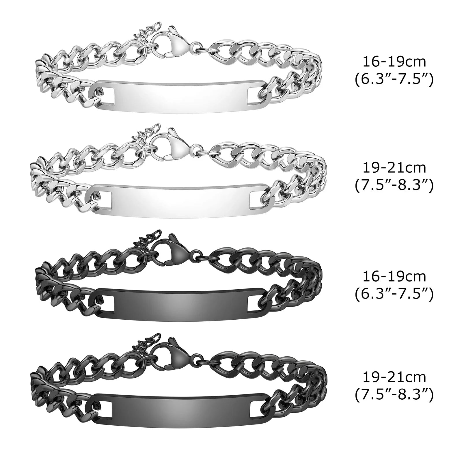Bracelet Identité Personnalisé Gravure Prénom - Bracelet Couple Acier Inoxydable Homme Femme