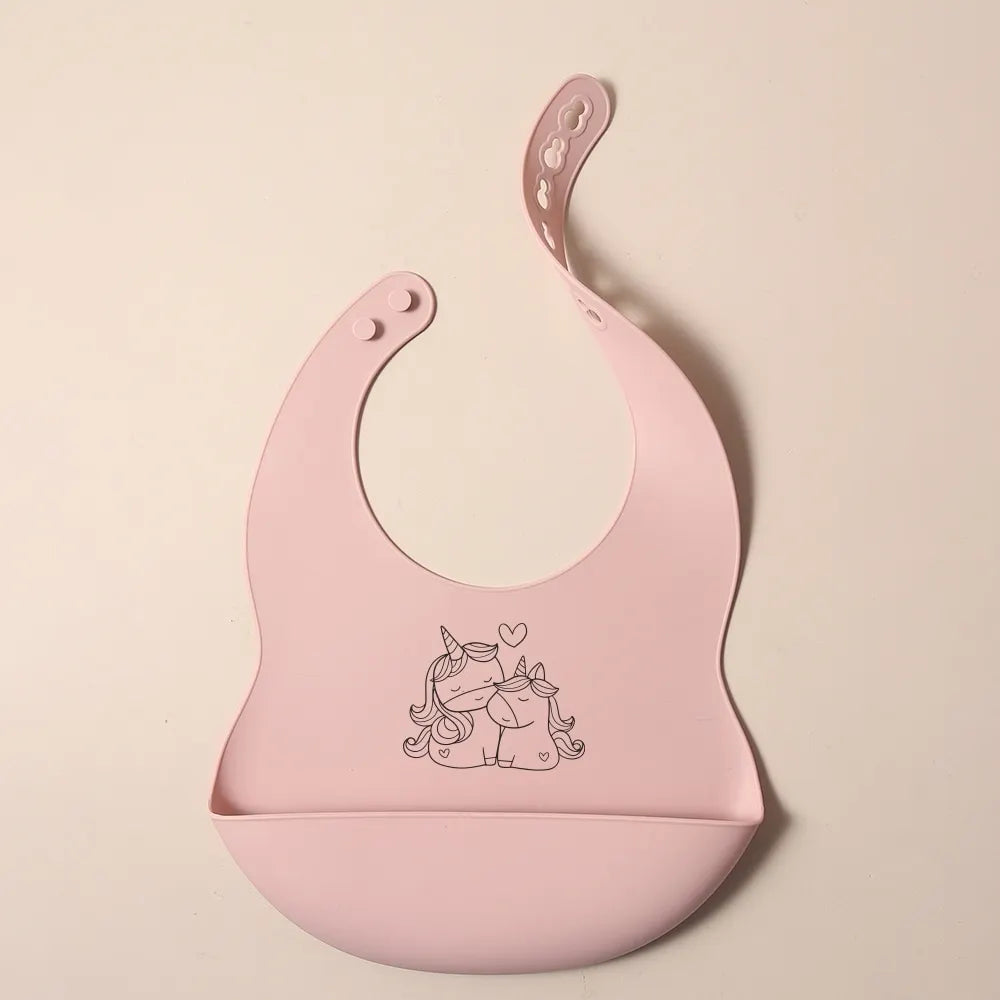 Bavoir Silicone Bébé Personnalisé Prénom - Alimentaire Motif Cartoon | Panda Bleu