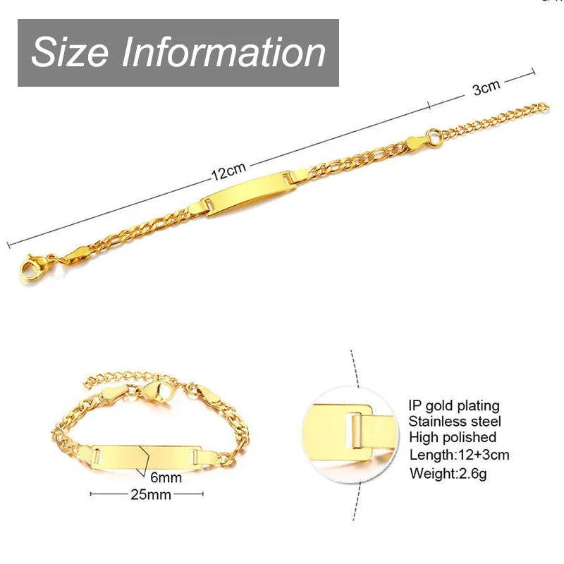 Bracelet Bébé Personnalisé Acier Inoxydable Gravure Prénom - Cadeau Naissance