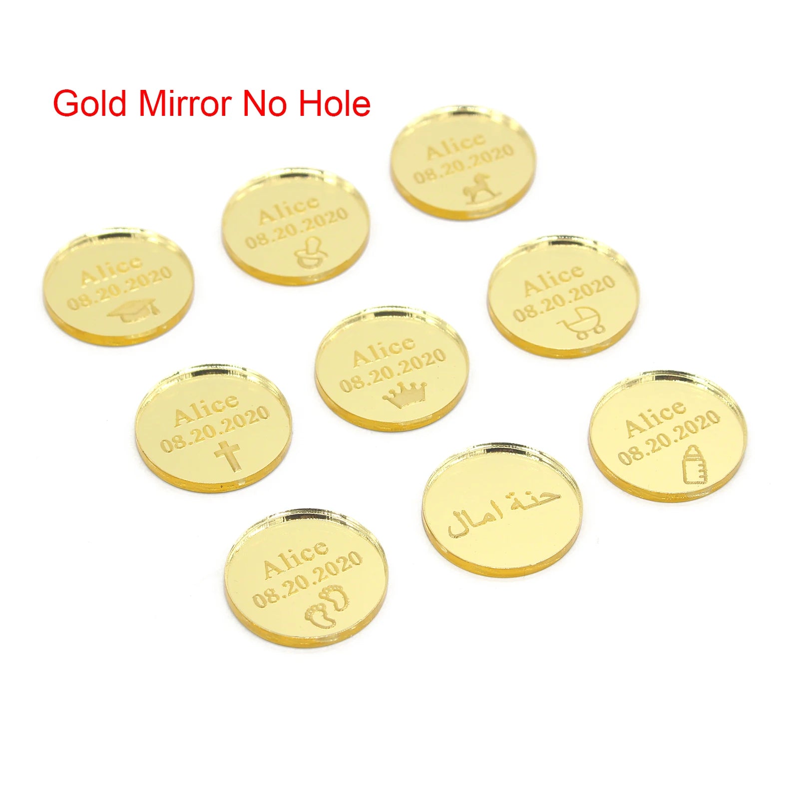 30 Confettis Ronds Personnalisés Or/Argent - Logo sur Mesure Mariage Baptême