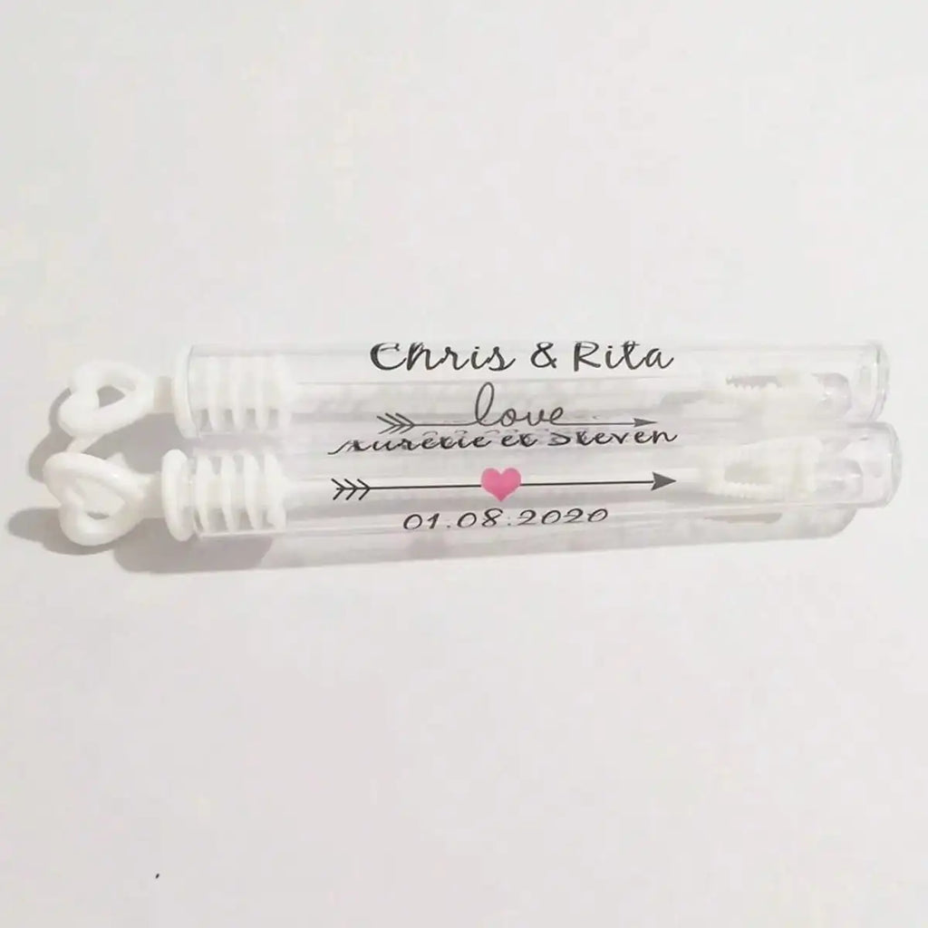100 Étiquettes Bulles Savon Mariage Transparentes - Noms Dates Personnalisés