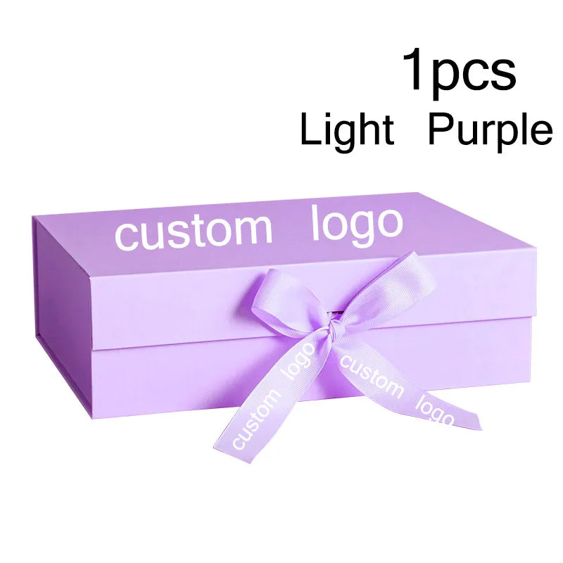 Boîte Cadeau Luxe Noire et Rose avec Ruban - Personnalisation Logo Incluse