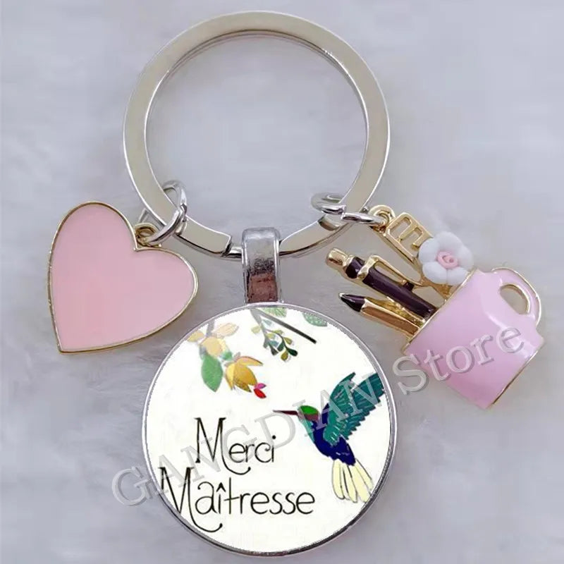 Porte-Clés Merci Maîtresse - Cadeau Fin d'Année Scolaire Personnalisable