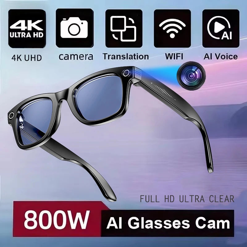 Lunettes Intelligentes AI Caméra 800W - Verres Photochromiques Traduction Smart Enregistrement Vidéo Étanches