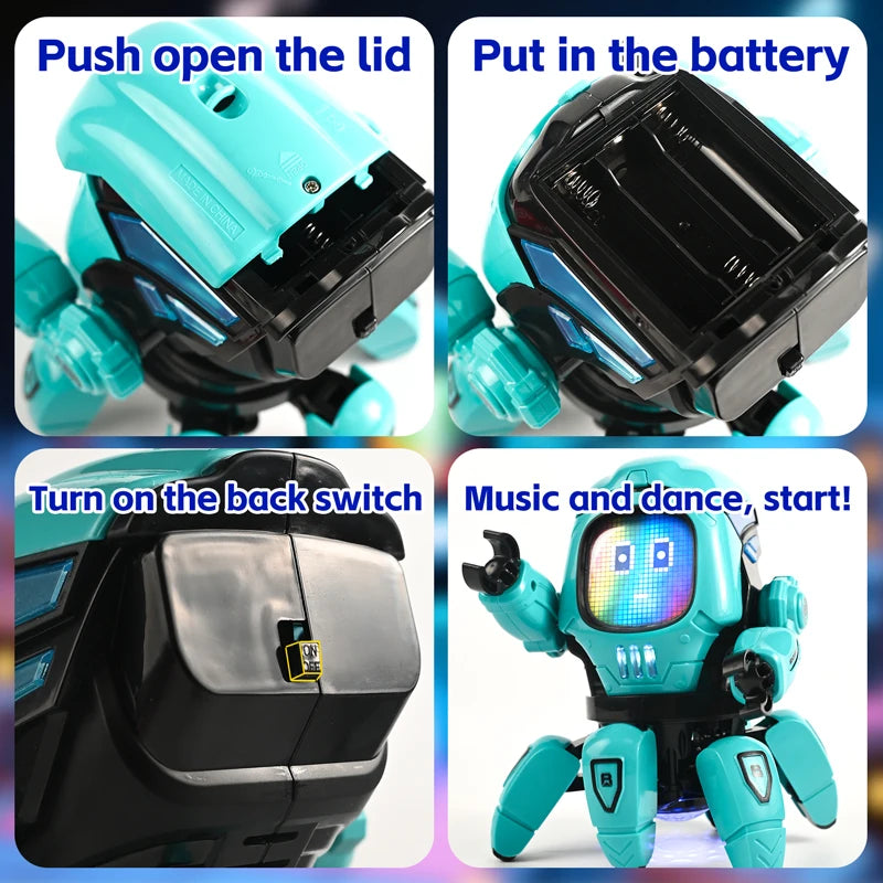 Robot Dansant LED Musical Pieuvre 6 Pattes - Jouet Éducatif Enfant Cadeau Anniversaire