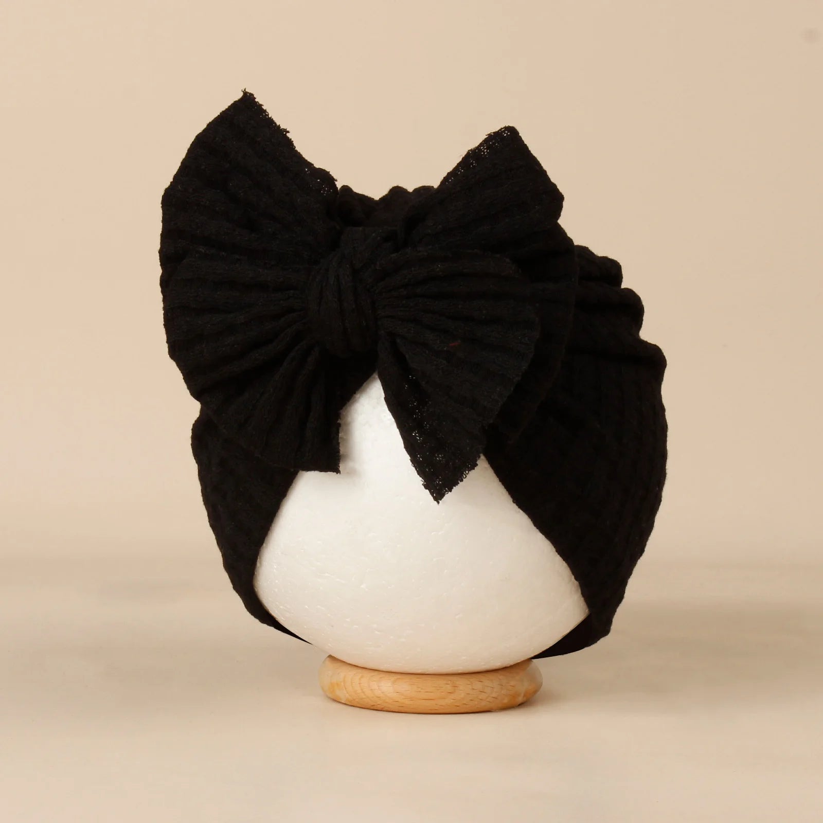 Bonnet Bébé Fille Tricoté avec Nœud - Turban Nouveau-né Doux Couleur Unie Accessoire Hiver