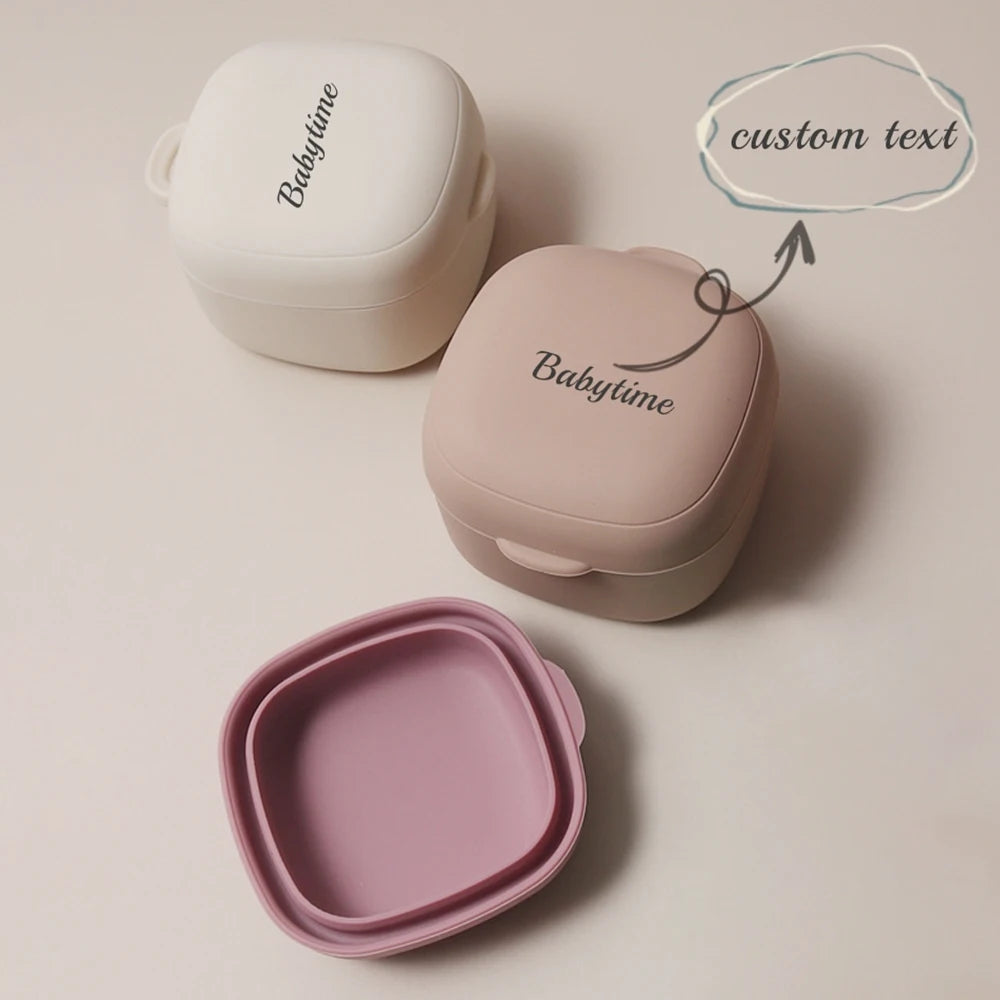 Coffret Souvenirs Bébé en Silicone - Boîte Mémoire Dents de Lait, Cordon & Tétine Personnalisable