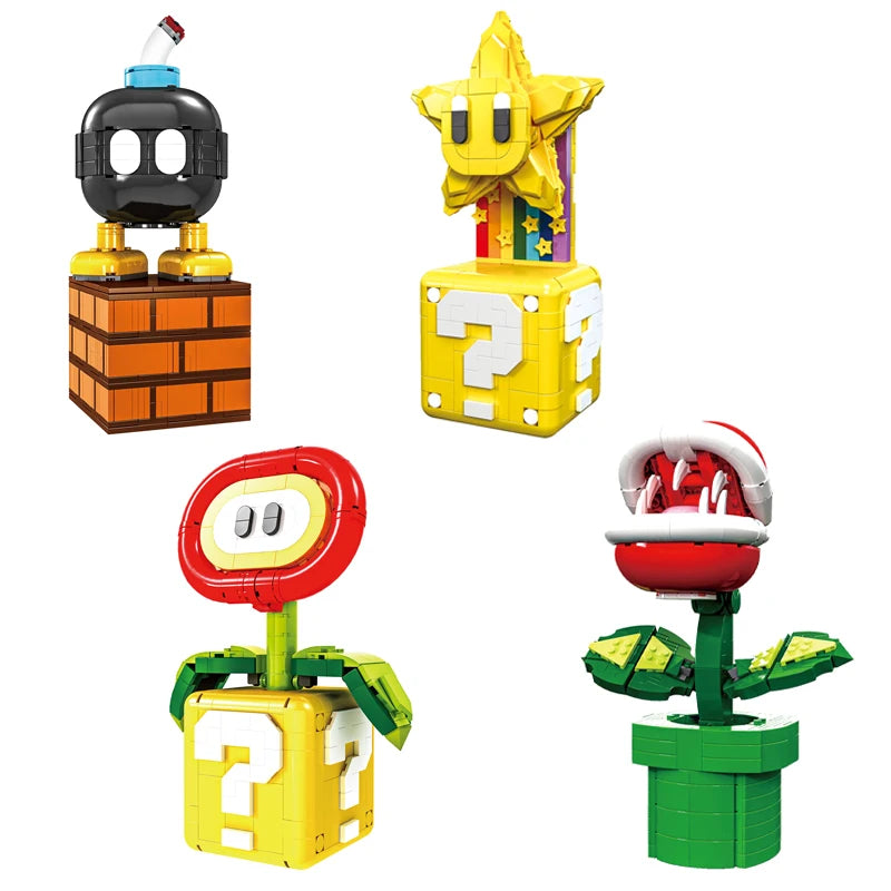 Briques de Construction Modèles Cartoon - Plante Piranha Fleur de Feu Étoiles Dynamite Cadeau Enfant Noël