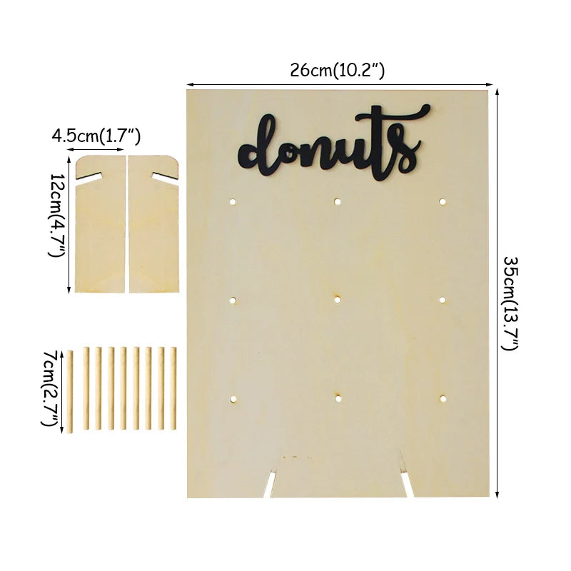 Mur à Donuts en Bois DIY - Présentoir Rustique Mariage Baby Shower Anniversaire - Décoration Table