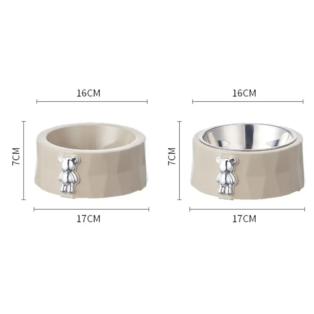Gamelle Double Inox pour Chien Chat - Design Pierre Naturelle - Amovible et Facile à Nettoyer