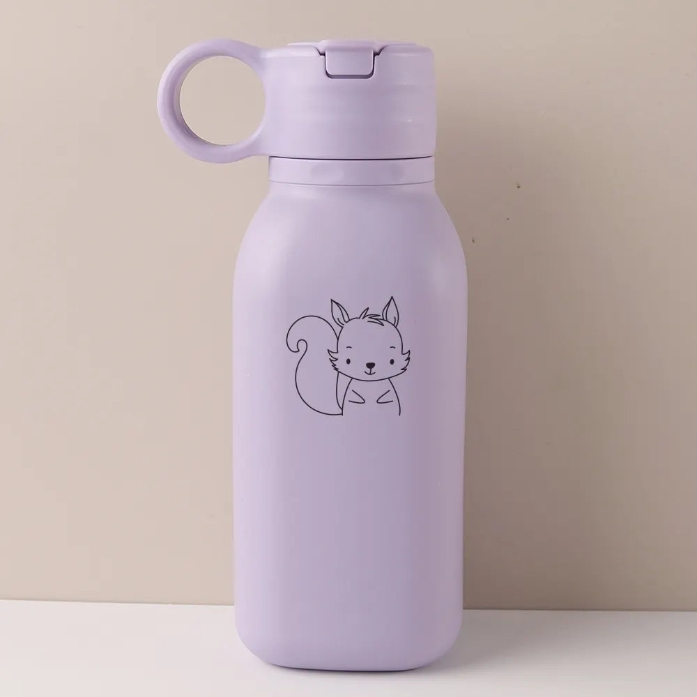 Gourde Personnalisable 450ml avec Paille Silicone - Bouteille Étanche Motif Arc-en-Ciel Enfant & Adulte