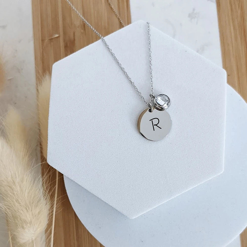 Collier Personnalisé Pierre de Naissance Prénom - Cadeau Fête des Mères Grand-Mère