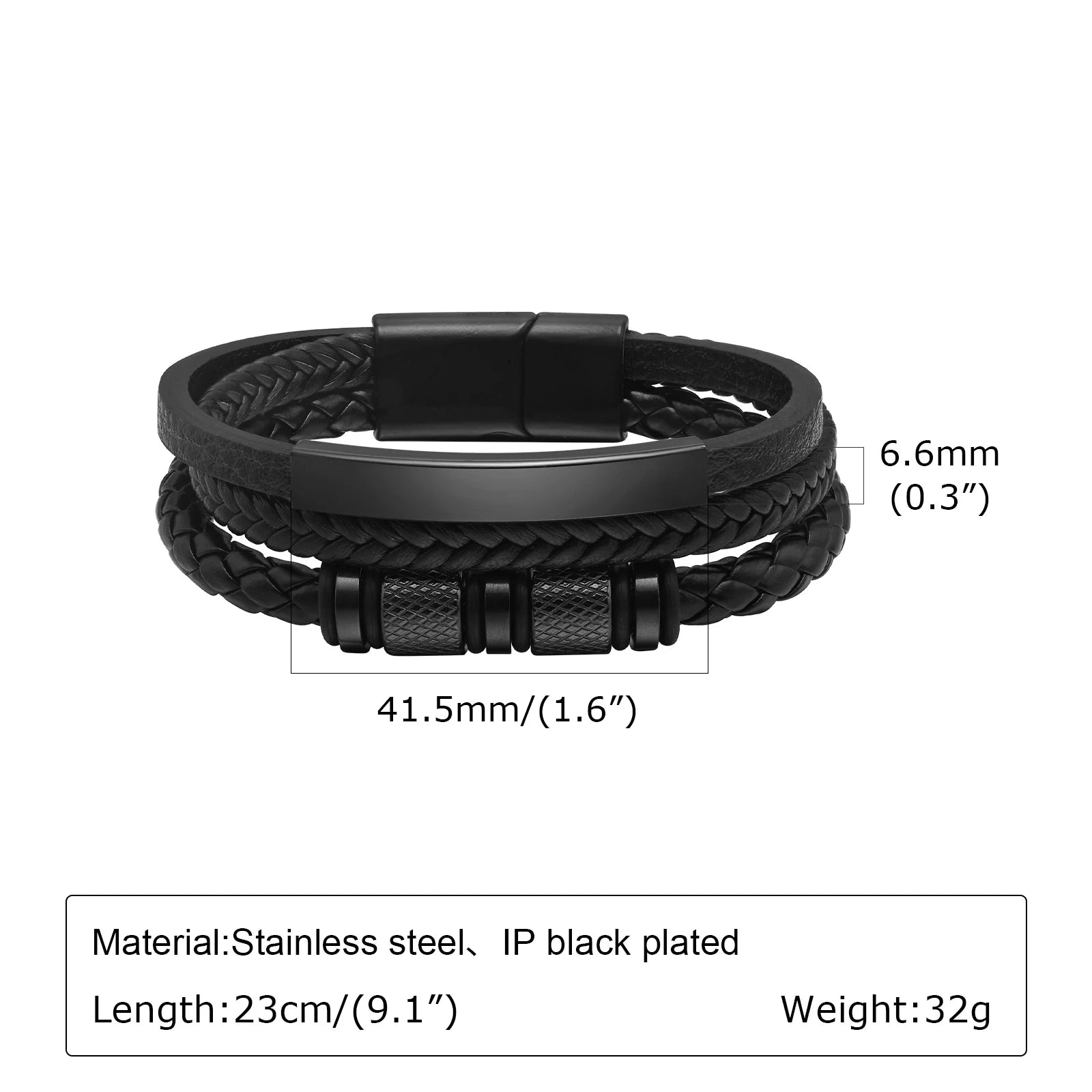 Bracelet Cuir Tressé Personnalisé Homme - Gravure Prénom Texte Triple Tressage Cuir PU Cadeau