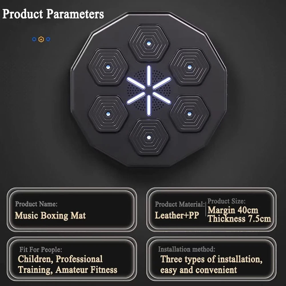Mur de Boxe Intelligent LED Bluetooth - Cible d'Entraînement Musical Mural pour Fitness à Domicile