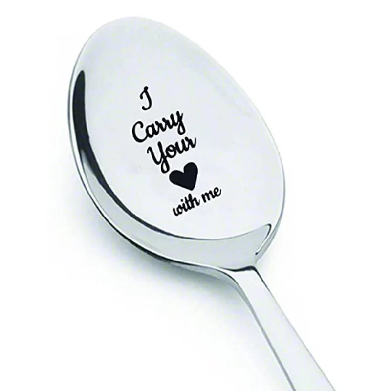 cuillère à café avec inscription en acier inoxydable - cadeau Saint Valentin