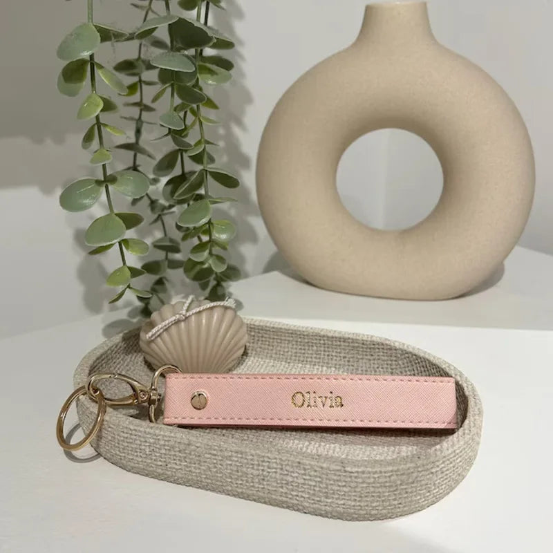 Porte-Clés Cuir PU Personnalisé - Gravure Laser Prénom ou Logo