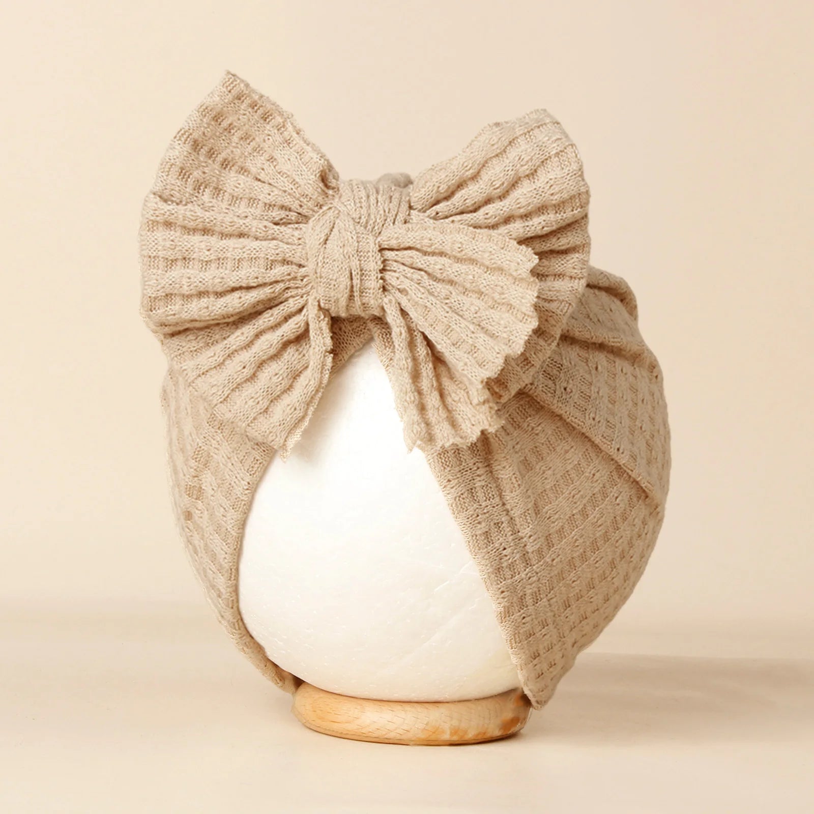 Bonnet Bébé Fille Tricoté avec Nœud - Turban Nouveau-né Doux Couleur Unie Accessoire Hiver