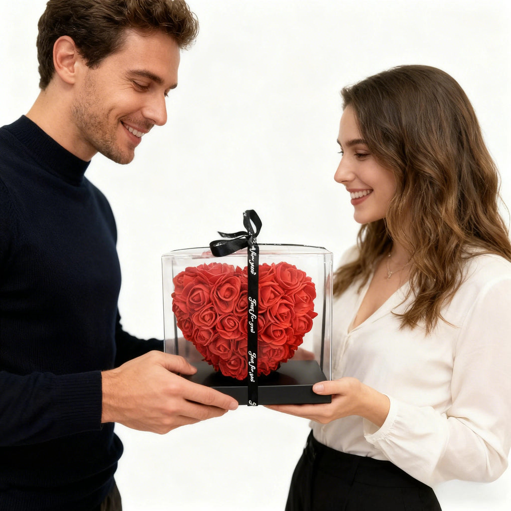 Rose Artificielle en Coffret Cadeau 15cm - Décoration Saint-Valentin et Fête des Mères