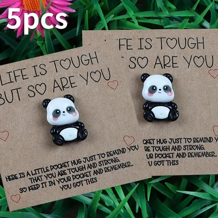 Porte-clés Panda Résine avec Carte Pocket Hug - Cadeau Motivant Citation Inspirante Amis & Famille