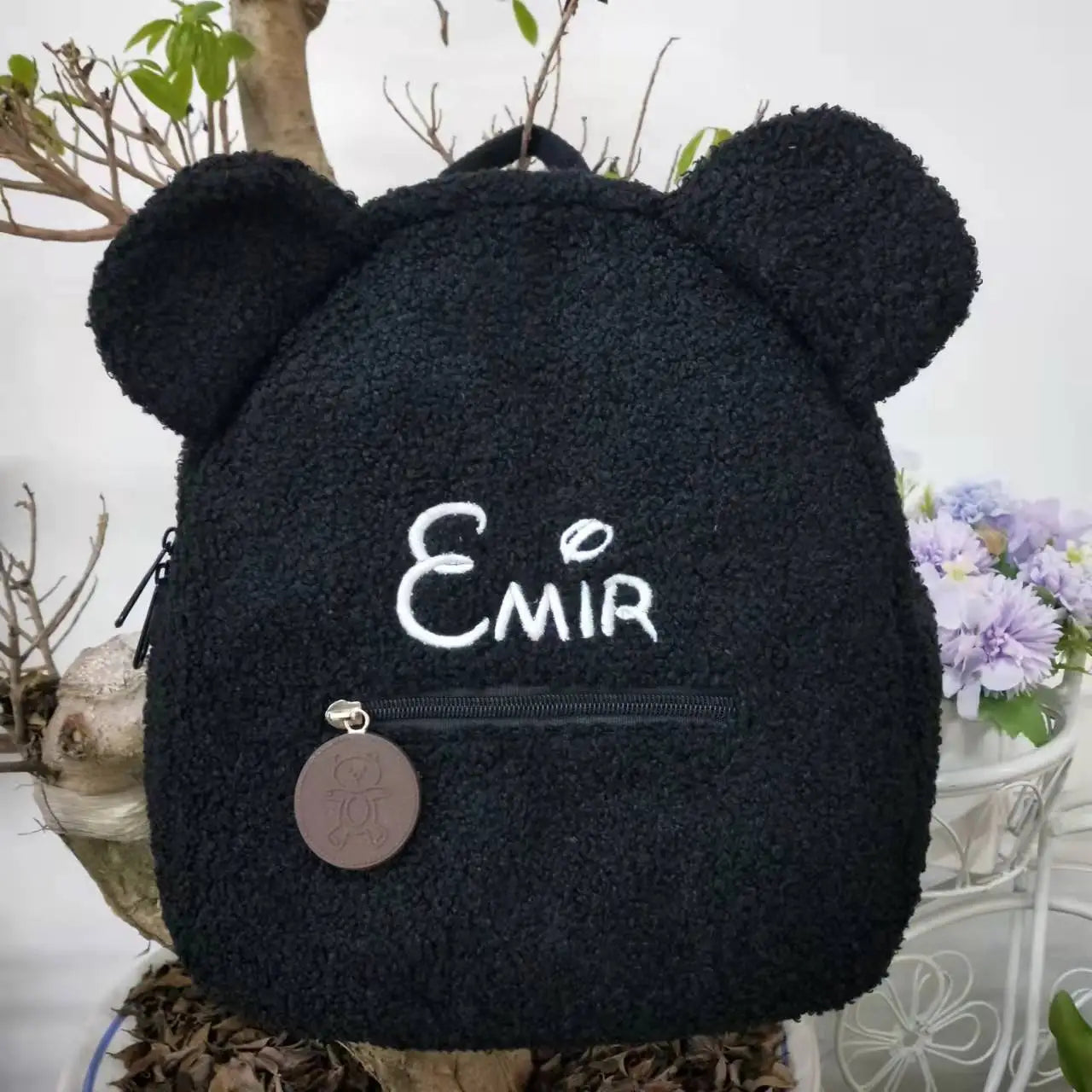 Sac à Dos Peluche Ours Personnalisé Brodé - Prénom Enfant Automne Hiver - Cadeau Maternelle