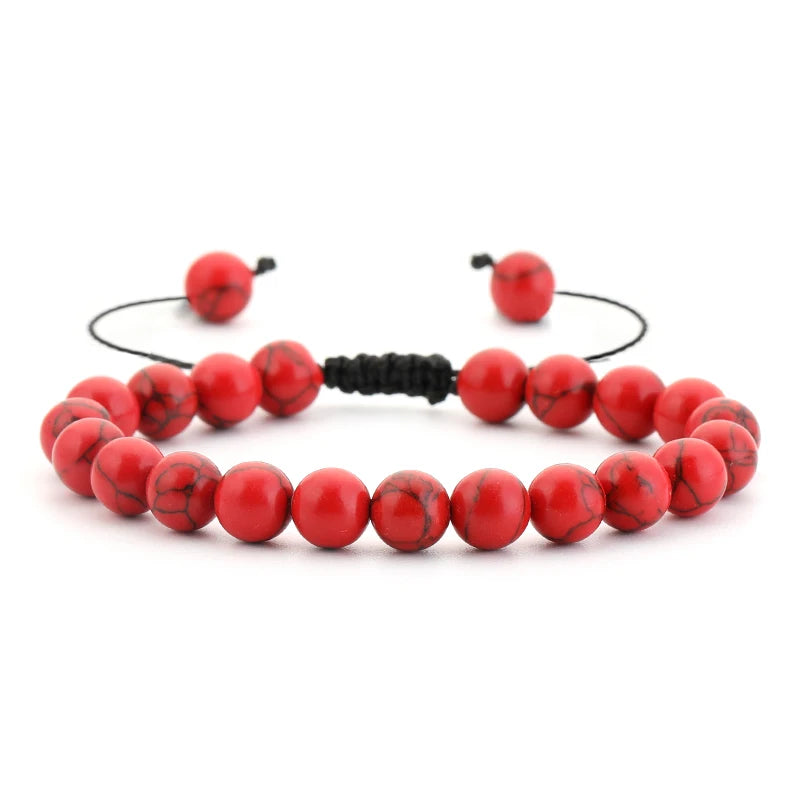 Bracelet Pierre de Lave et Œil de Tigre 8mm - Corde Tressée Ajustable Yoga Guérison Unisexe Bijou Spirituel