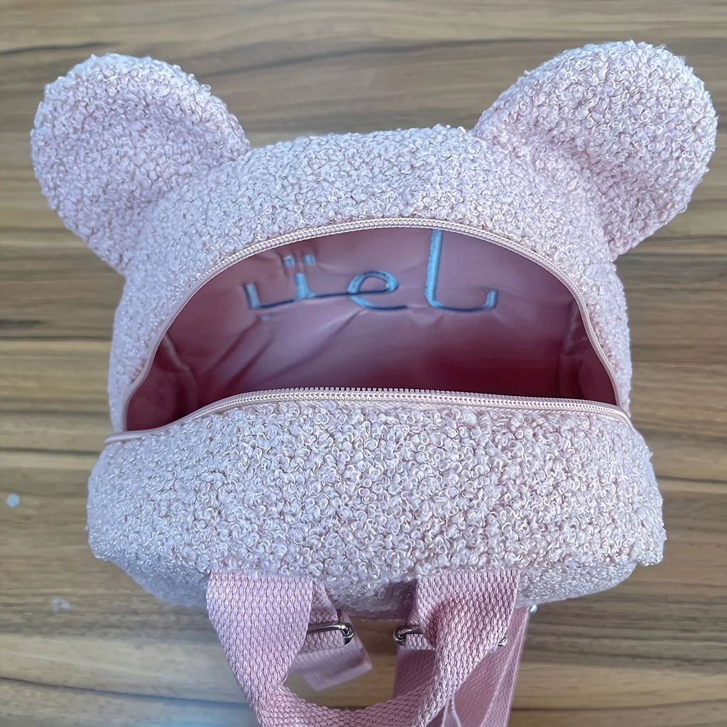 Sac à Dos Peluche Ours Personnalisé Brodé - Prénom Enfant Automne Hiver - Cadeau Maternelle