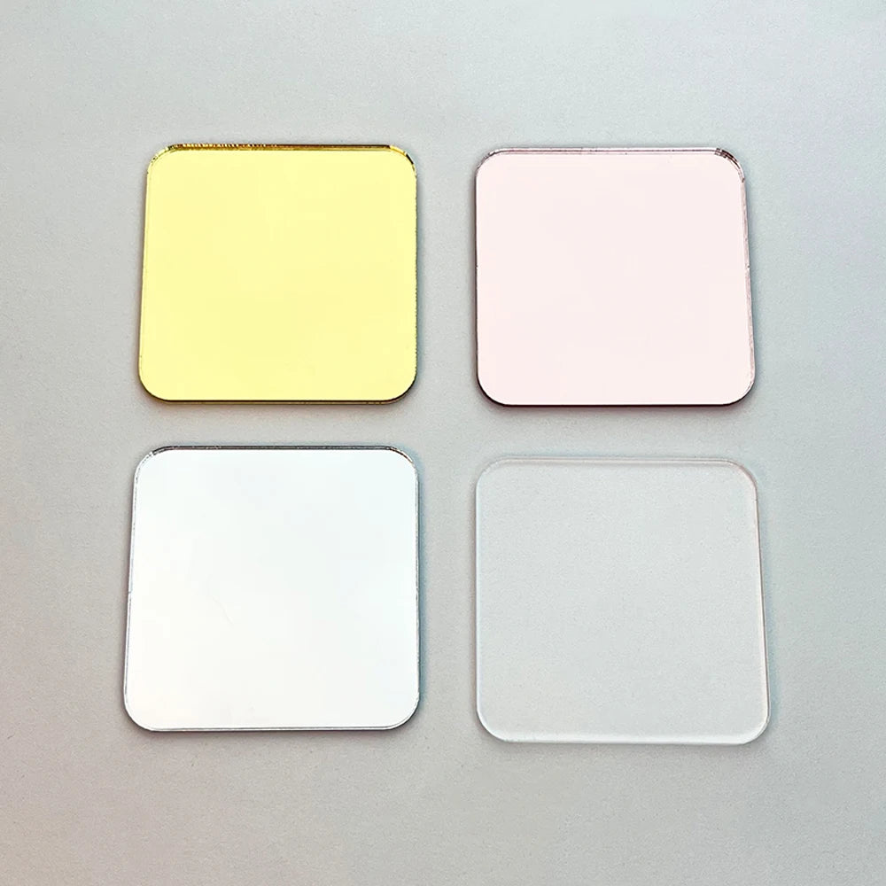 Étiquettes Baptême Personnalisées Miroir Acrylique Croix Prénom - Lot 20/50/100