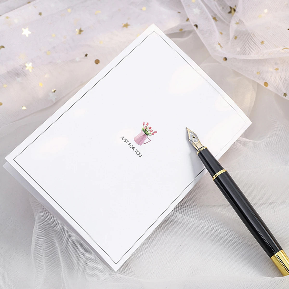 Carte de Vœux Artisanale avec Fleur Éternelle - Saint-Valentin Fête des Mères Anniversaire