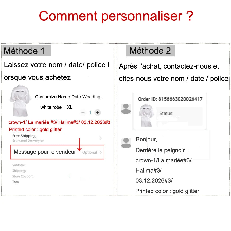 Peignoir Mariée Personnalisé Soie - Robe Demoiselle d'Honneur avec Prénom & Date | Gris Argenté