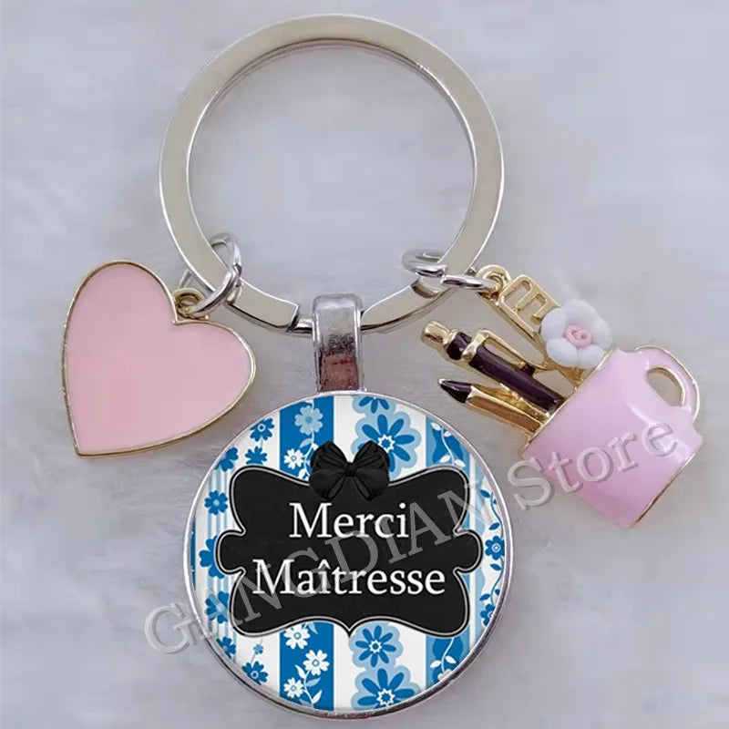 Porte-Clés Merci Maîtresse - Cadeau Fin d'Année Scolaire Personnalisable