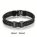 Bracelet Acier Inoxydable Personnalisé 1-5 Prénoms Homme - Gravure Famille Papa Grand-Père Cadeau Fête des Pères