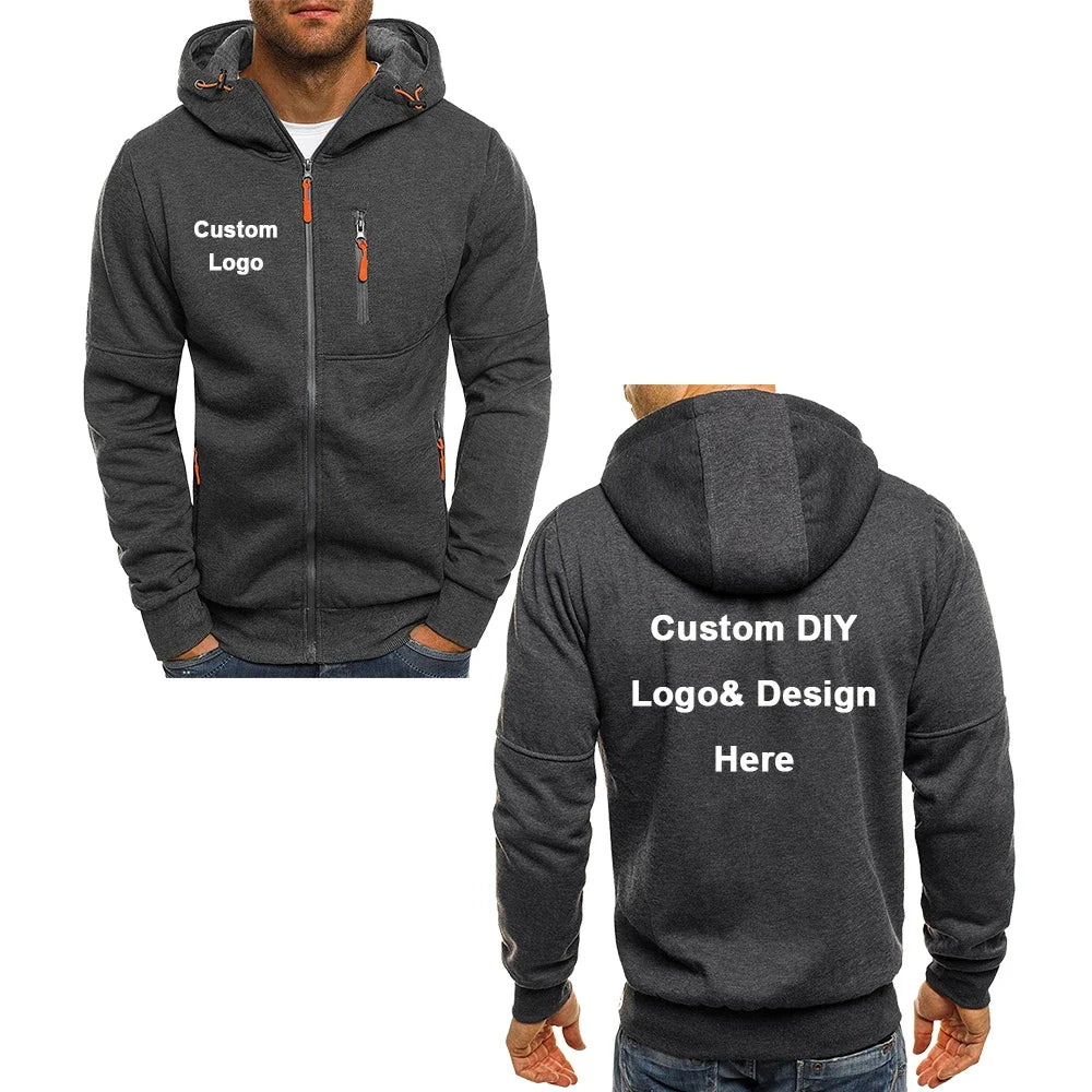 Veste Homme Capuche Zippée Personnalisée Logo - Streetwear Casual Laine