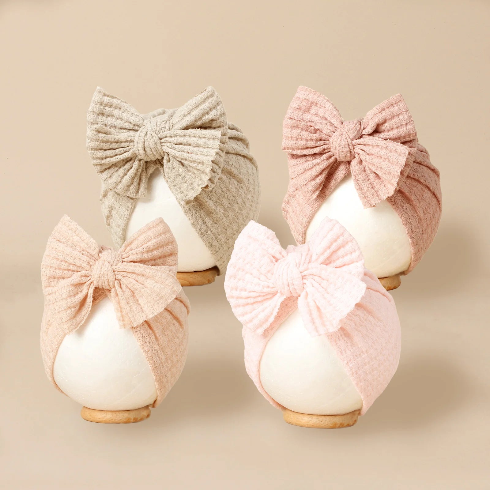 Bonnet Bébé Fille Tricoté avec Nœud - Turban Nouveau-né Doux Couleur Unie Accessoire Hiver
