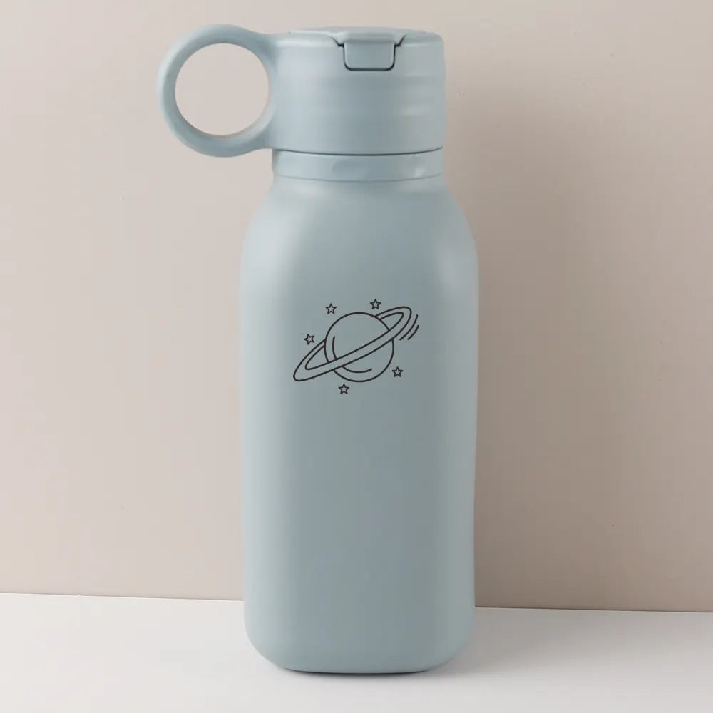Gourde Personnalisable 450ml avec Paille Silicone - Bouteille Étanche Motif Arc-en-Ciel Enfant & Adulte