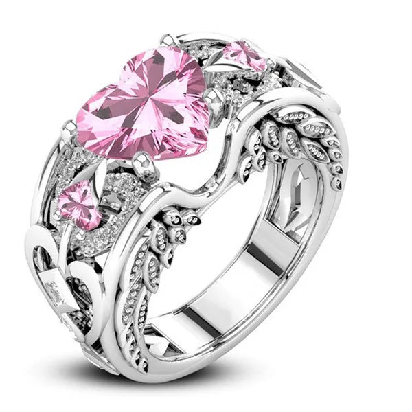 Bague Argent 925 Cœurs Multicolores Zircon - Cadeau Maman & Mariage