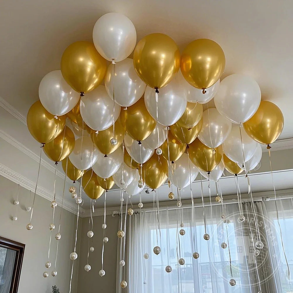 Ballons Latex Nacrés 50 Pièces - Décoration Mariage Anniversaire Fête
