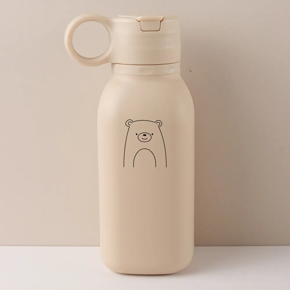 Gourde Personnalisable 450ml avec Paille Silicone - Bouteille Étanche Motif Arc-en-Ciel Enfant & Adulte