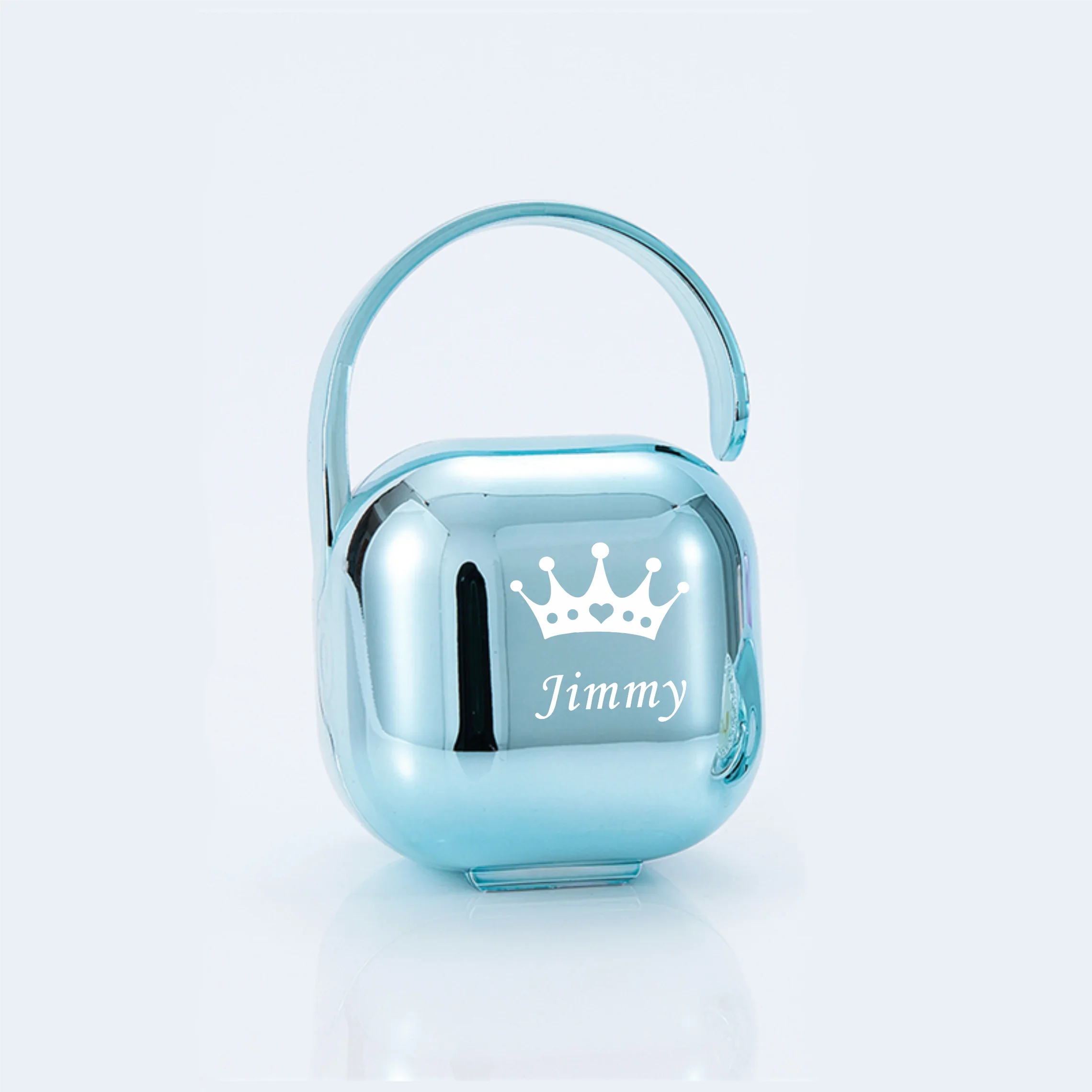 Boîte à Tétine Personnalisée Argentée Strass + Clip - Cadeau Naissance Luxe Baby Shower Sans BPA
