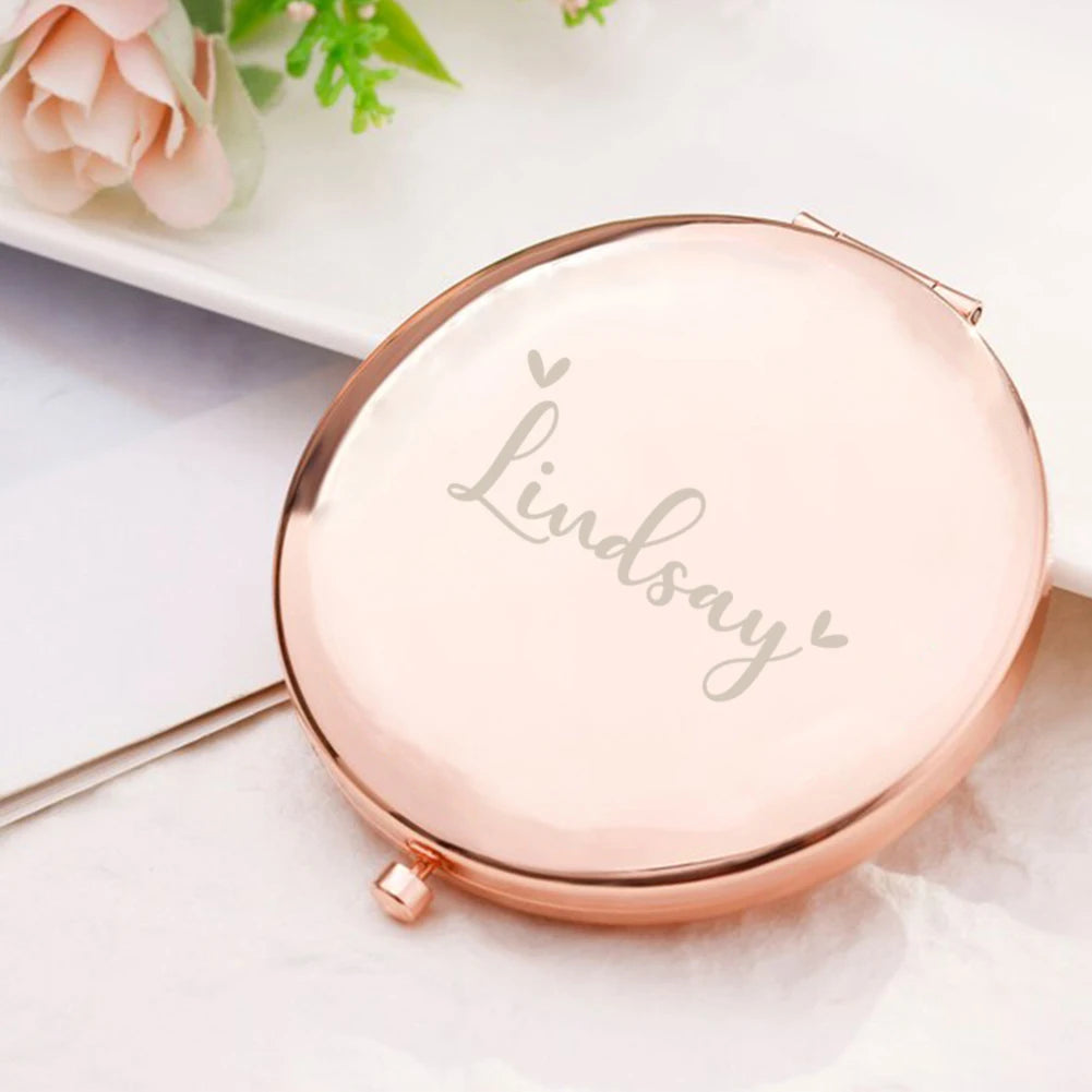 Miroir Poche Rond Personnalisé Prénom - Cadeau Demoiselle d'Honneur EVJF Mariage