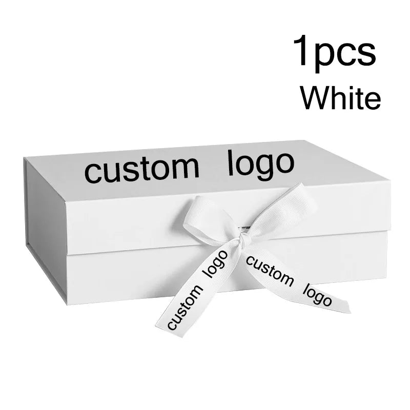 Boîte Cadeau Luxe Noire et Rose avec Ruban - Personnalisation Logo Incluse