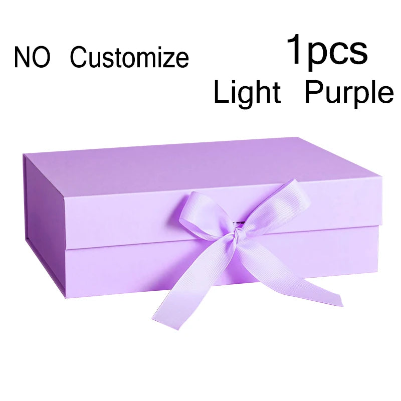 Boîte Cadeau Luxe Noire et Rose avec Ruban - Personnalisation Logo Incluse