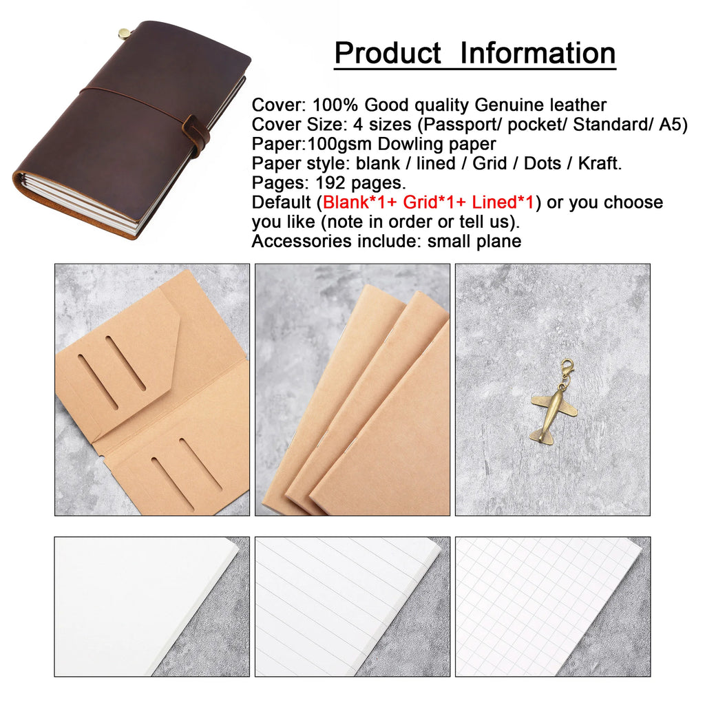 Journal Cuir Véritable 100% Rechargeable DIY - Carnet Voyage Rétro Personnalisé