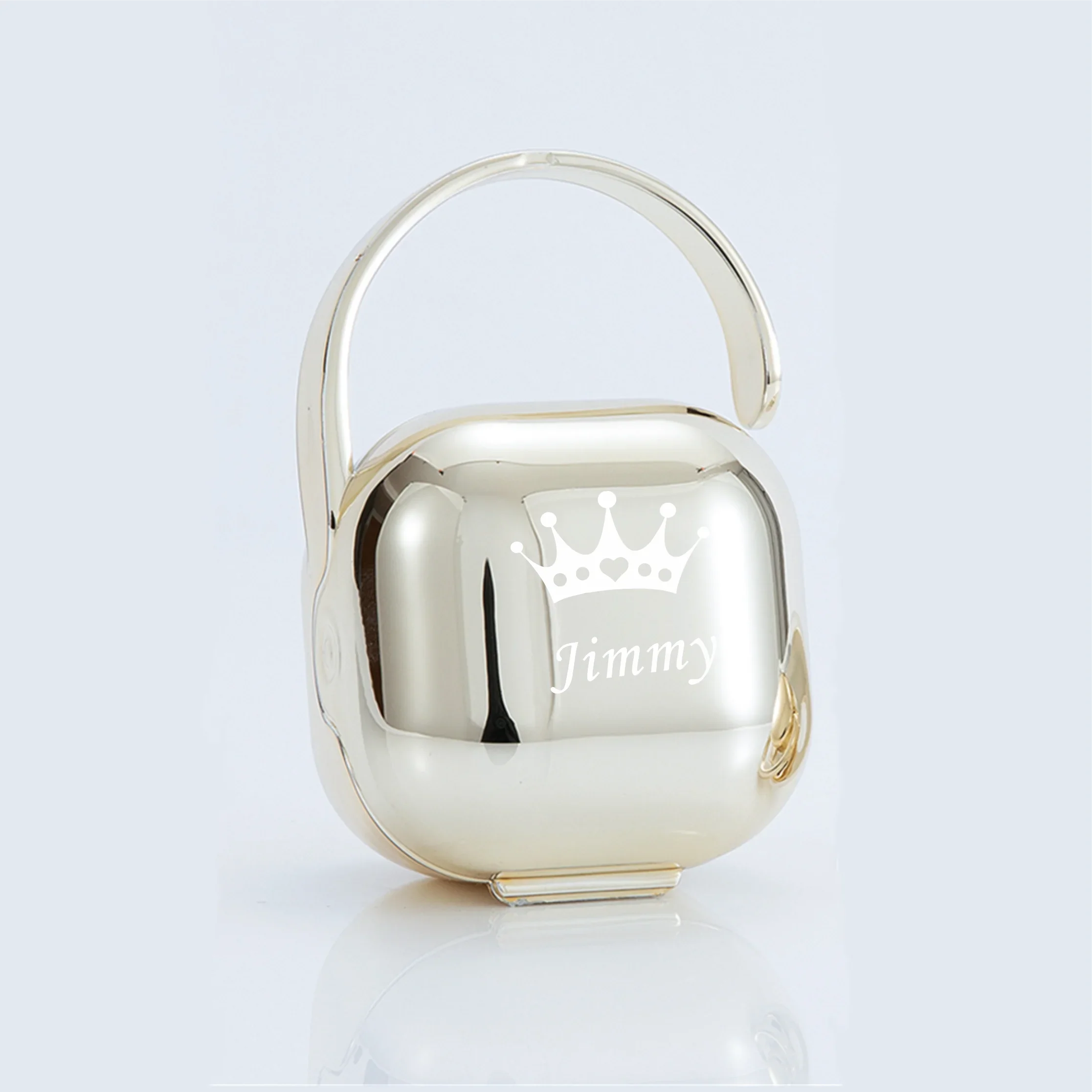Boîte à Tétine Personnalisée Argentée Strass + Clip - Cadeau Naissance Luxe Baby Shower Sans BPA