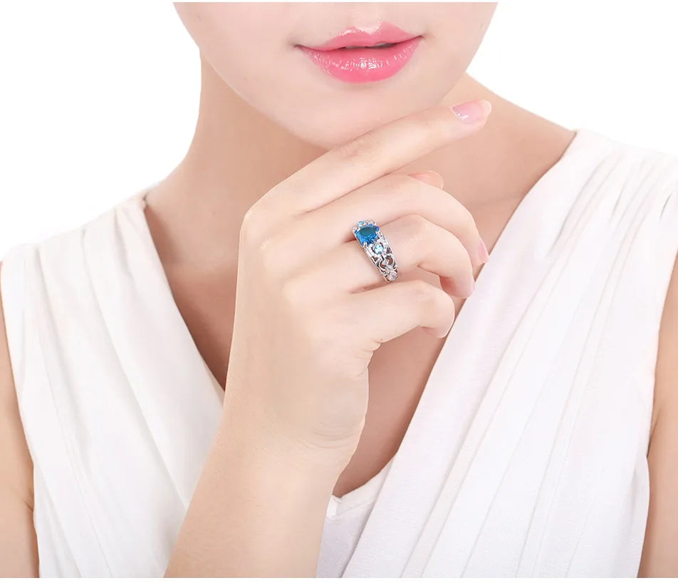 Bague Argent 925 Cœurs Multicolores Zircon - Cadeau Maman & Mariage