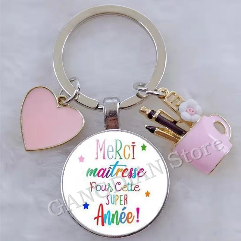 Porte-Clés Merci Maîtresse - Cadeau Fin d'Année Scolaire Personnalisable