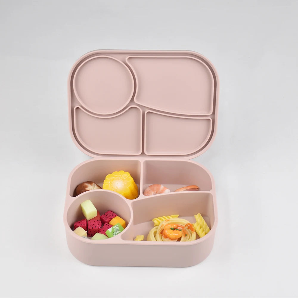 Lunch Box Silicone Personnalisable Enfant 1340ml - Bento 4 Compartiments Sans BPA Étanche
